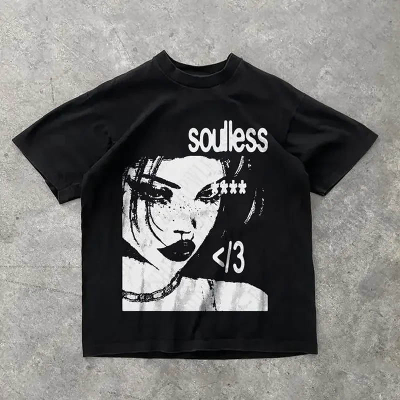 Men'S Fashion Aesthetics - Camiseta de Algodão com Estampa Gráfica