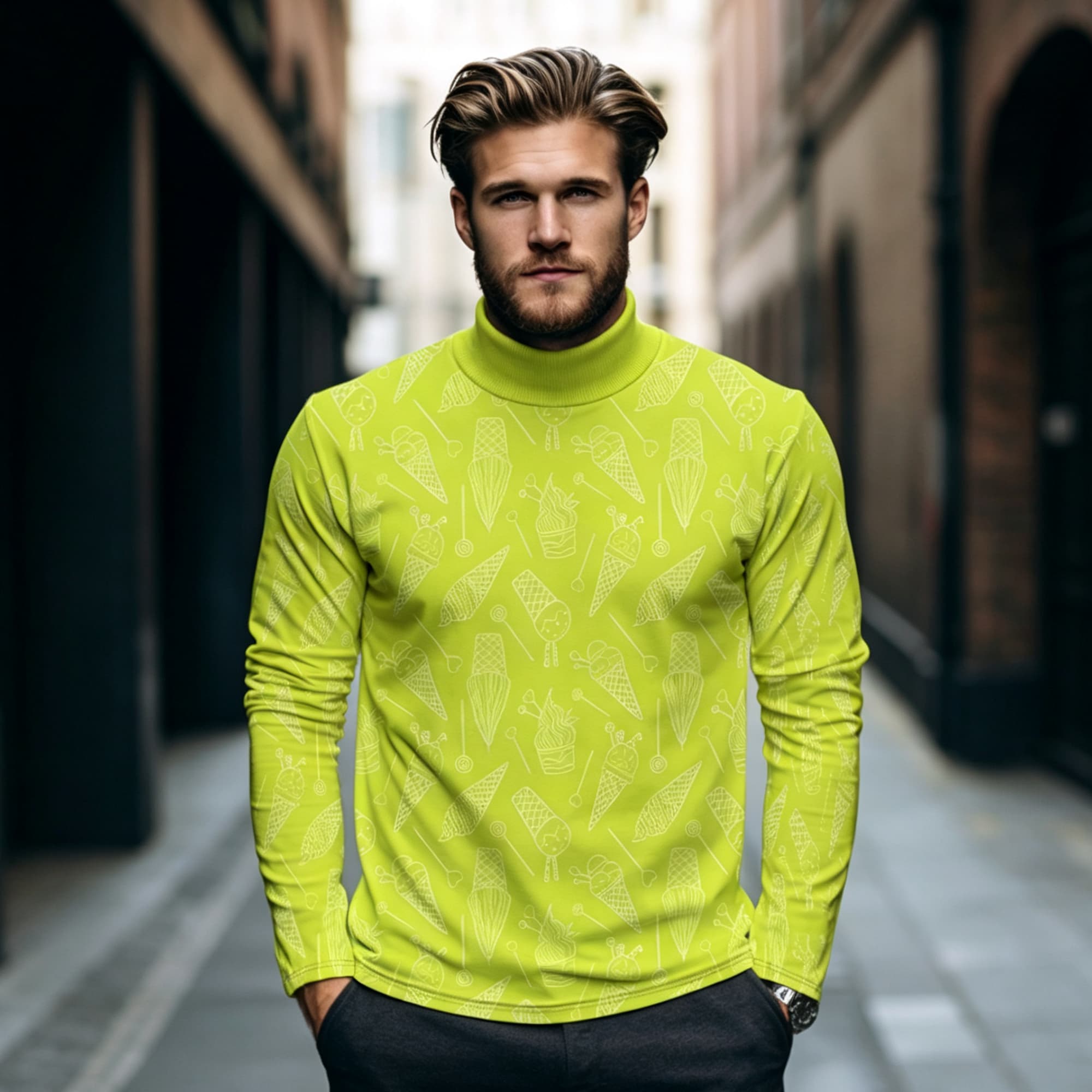 Mens Fashion Streetwear - Camisa Masculina de Manga Longa com