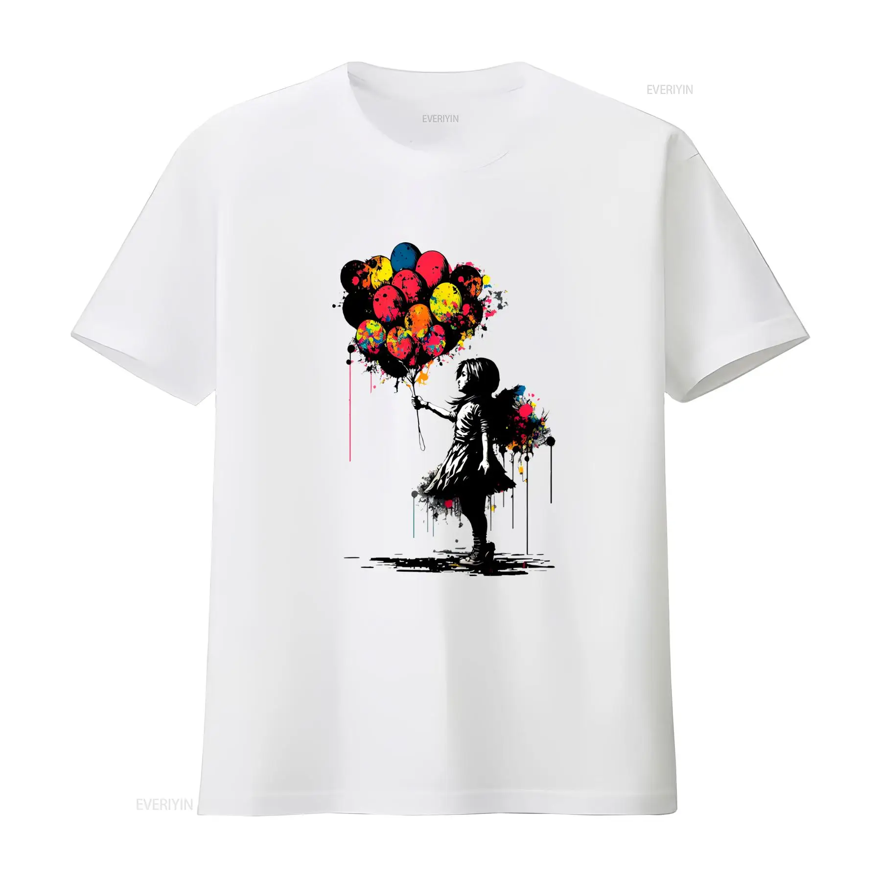 Men'S Fashion Aesthetics - Camiseta Banksy Peace Balloon Girl com