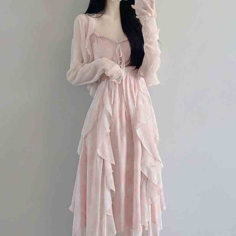Men'S Fashion Aesthetics - Conjunto de vestido de cinta Sweet