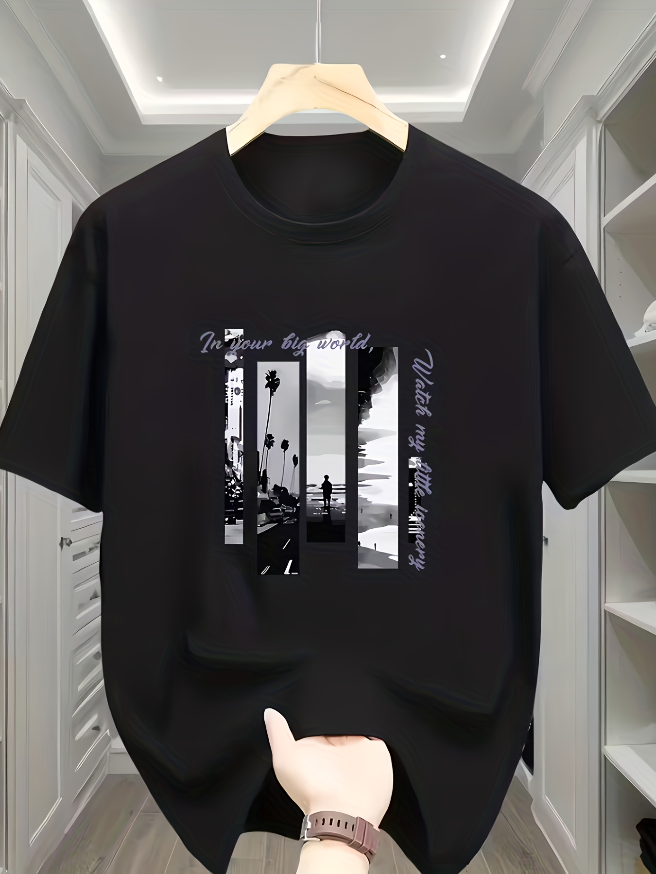 Mens Fashion Combination - Camiseta de gola redonda e manga