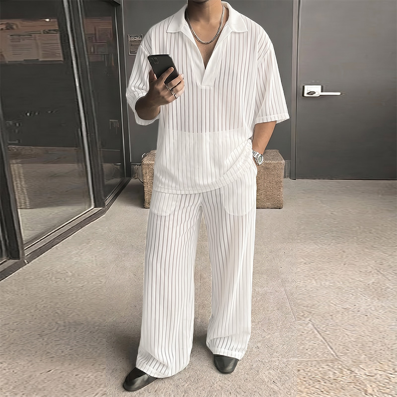 Mens Fashion Streetwear - Conjuntos Masculinos INCERUN: Camisa de Manga