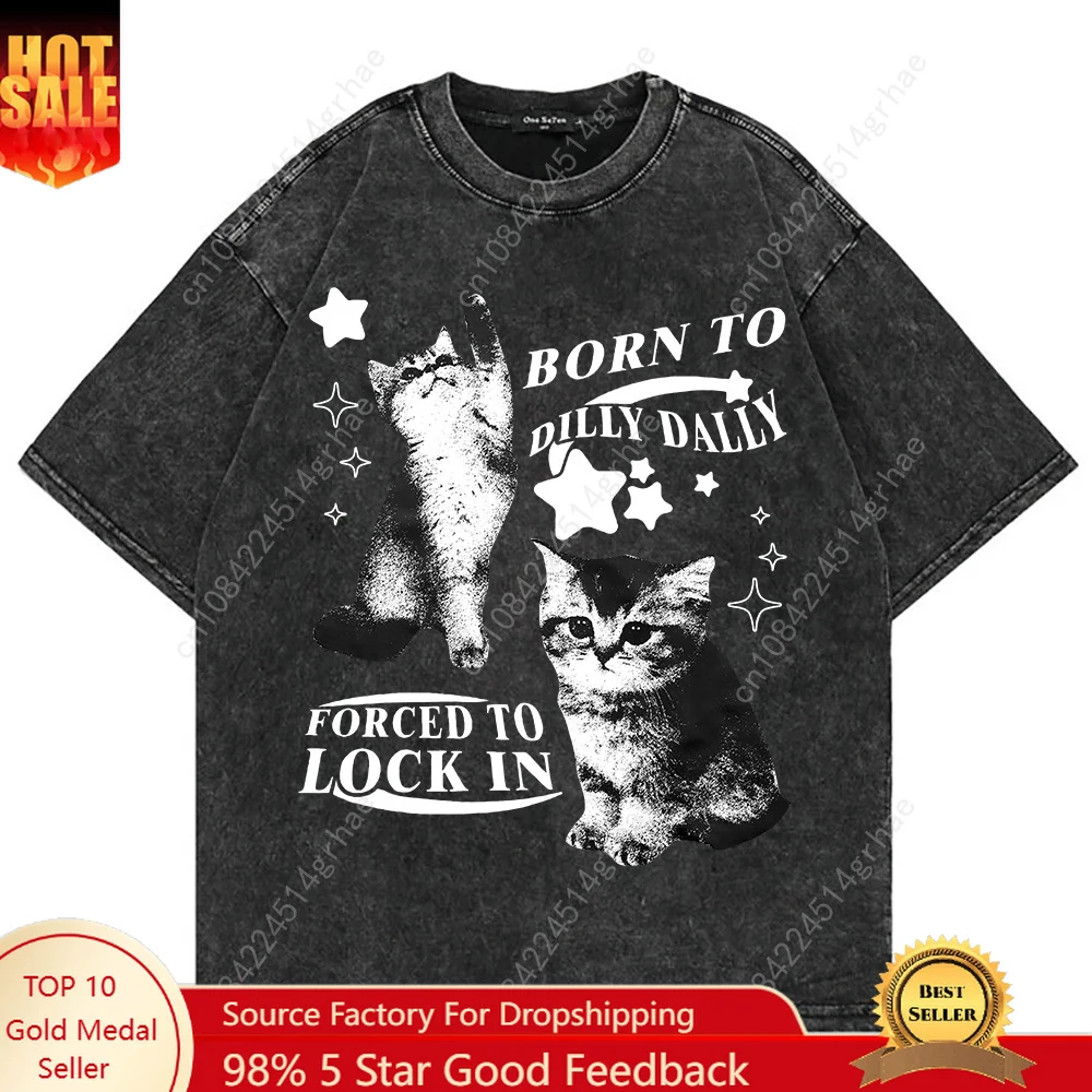 Men'S Fashion Aesthetics - Camiseta Vintage 100% Algodão com Estampa