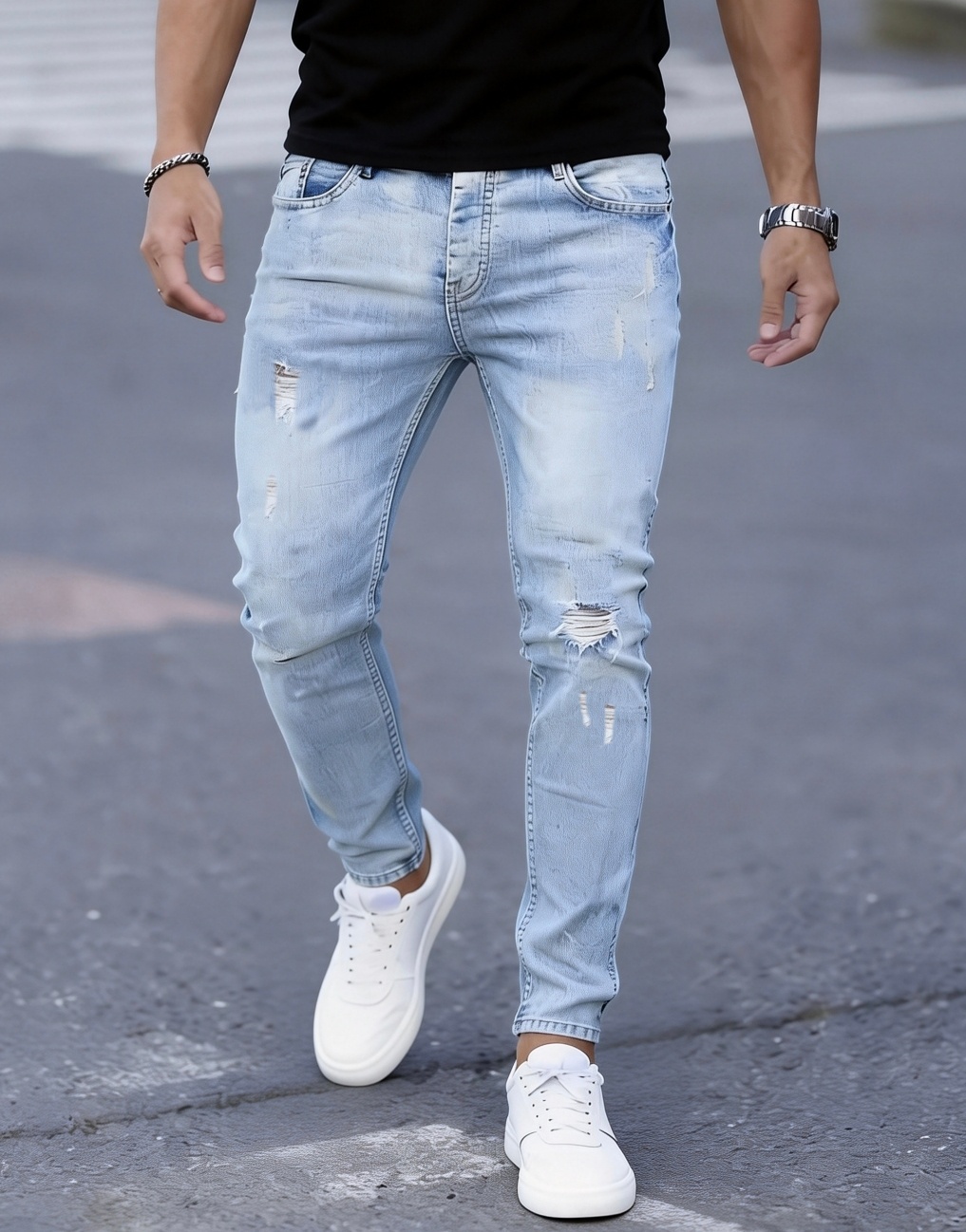 Men'S Fashion Young Professional - Calça Jeans Masculina Slim Fit com