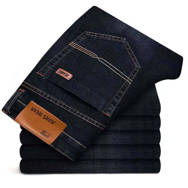 Men'S Fashion For 70 Year Old - Calça Jeans Masculina Casual Reta Elástica