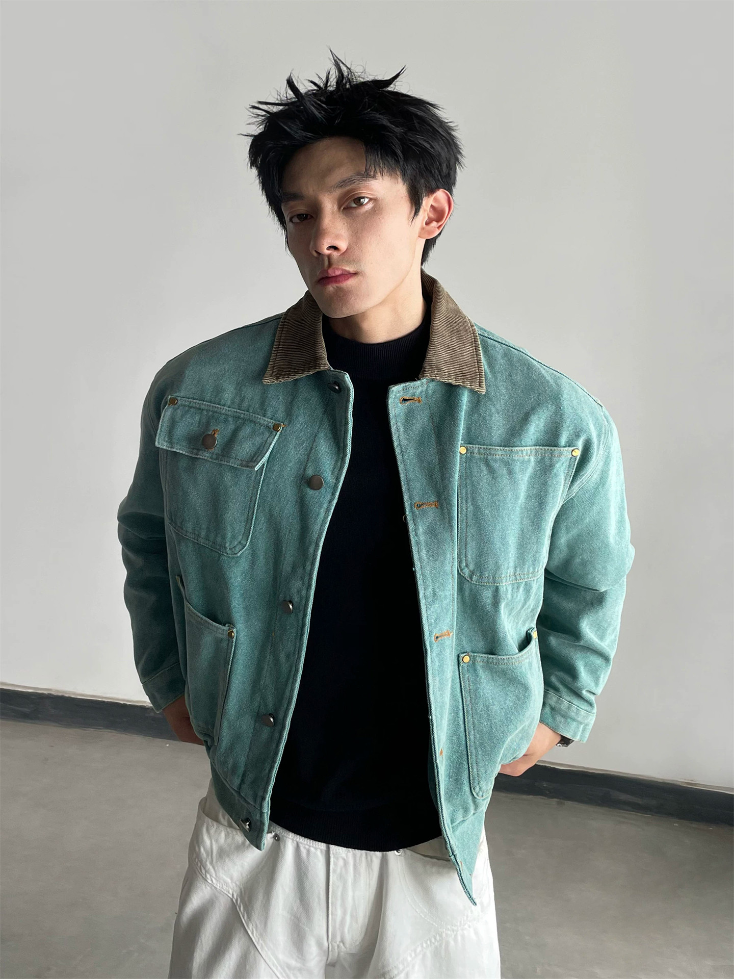 Mens Fashion Denim Jacket - Jaqueta de Denim Vintage Nova para