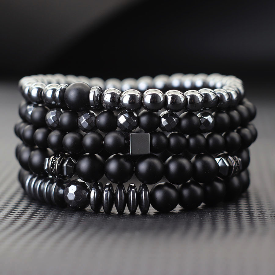 Mens Fashion Combination - Conjunto de pulseira premium masculino, pedra