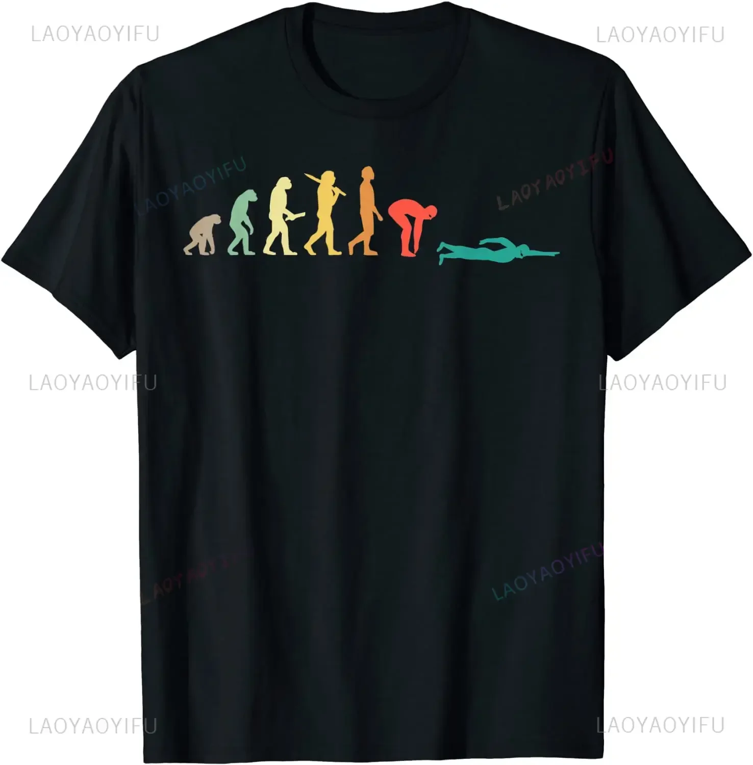 Men'S Fashion Evolution - Retro gráfico natação evolução presente para