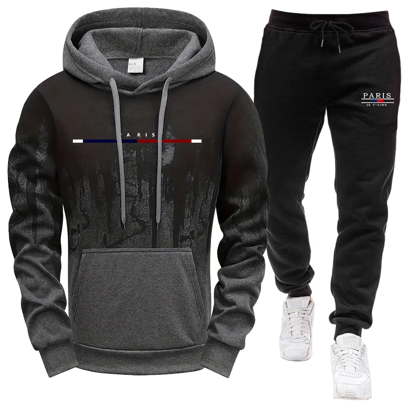 Men'S Fashion Hoodies - Conjunto Masculino/Blusão com Capuz/Calças, Moletom com