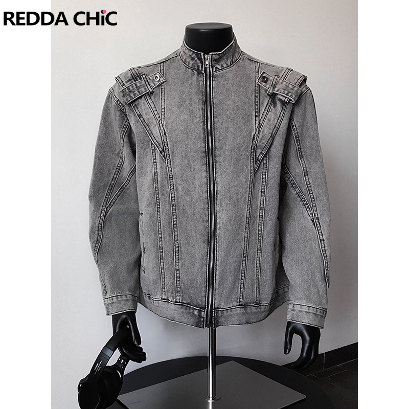 Bomber Jacket Men - Reddachic 2000s angustiado jaqueta jeans masculina