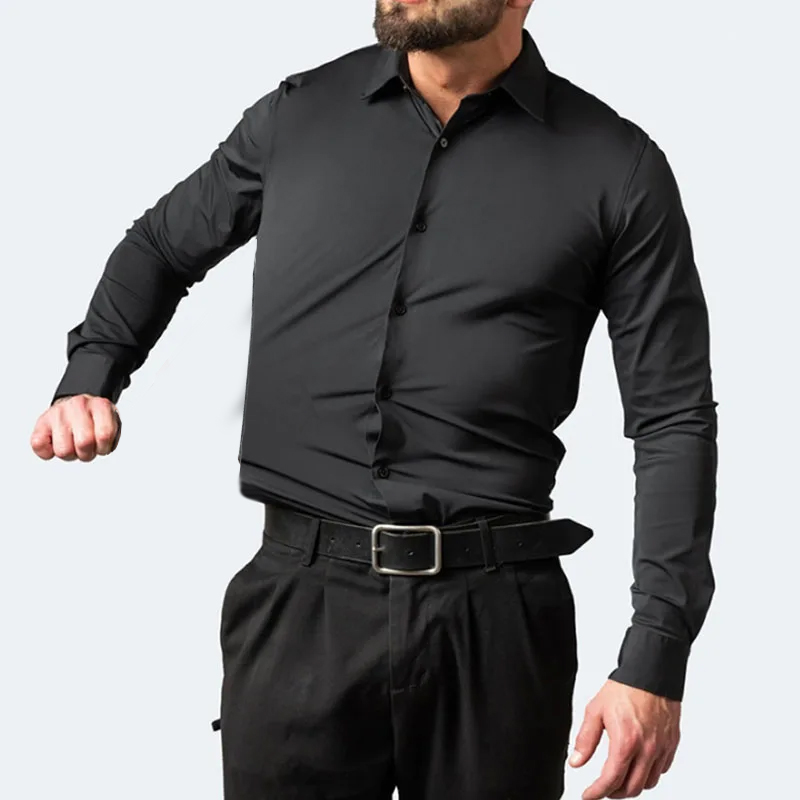 Dress Shirt Non-Iron - Camisa casual masculina de manga comprida