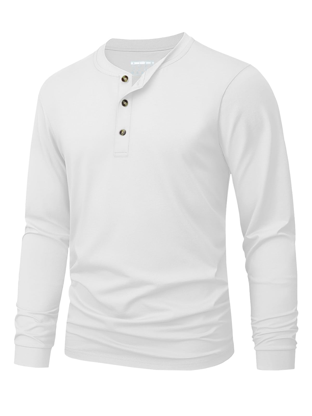 Mens Fashion Top - Camiseta Henley Masculina Simples de Cor
