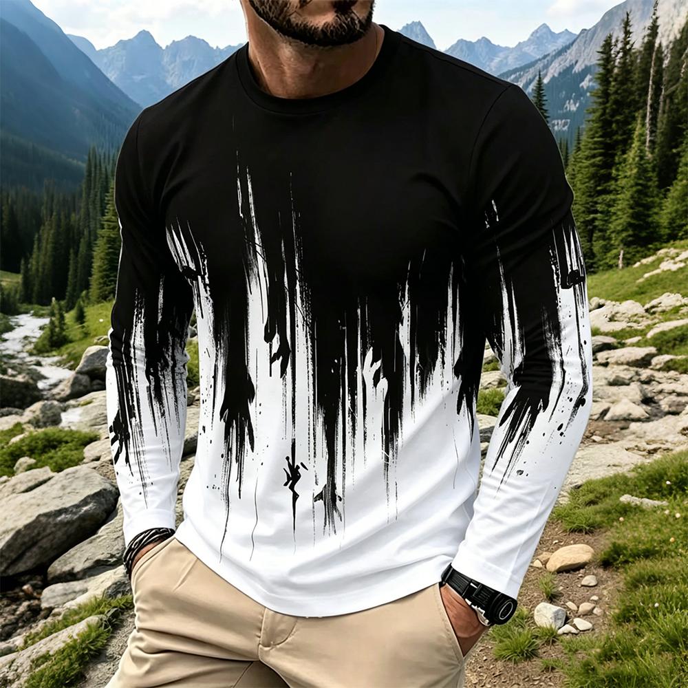 Mens Fashion Streetwear - Camiseta Masculina de Manga Longa com