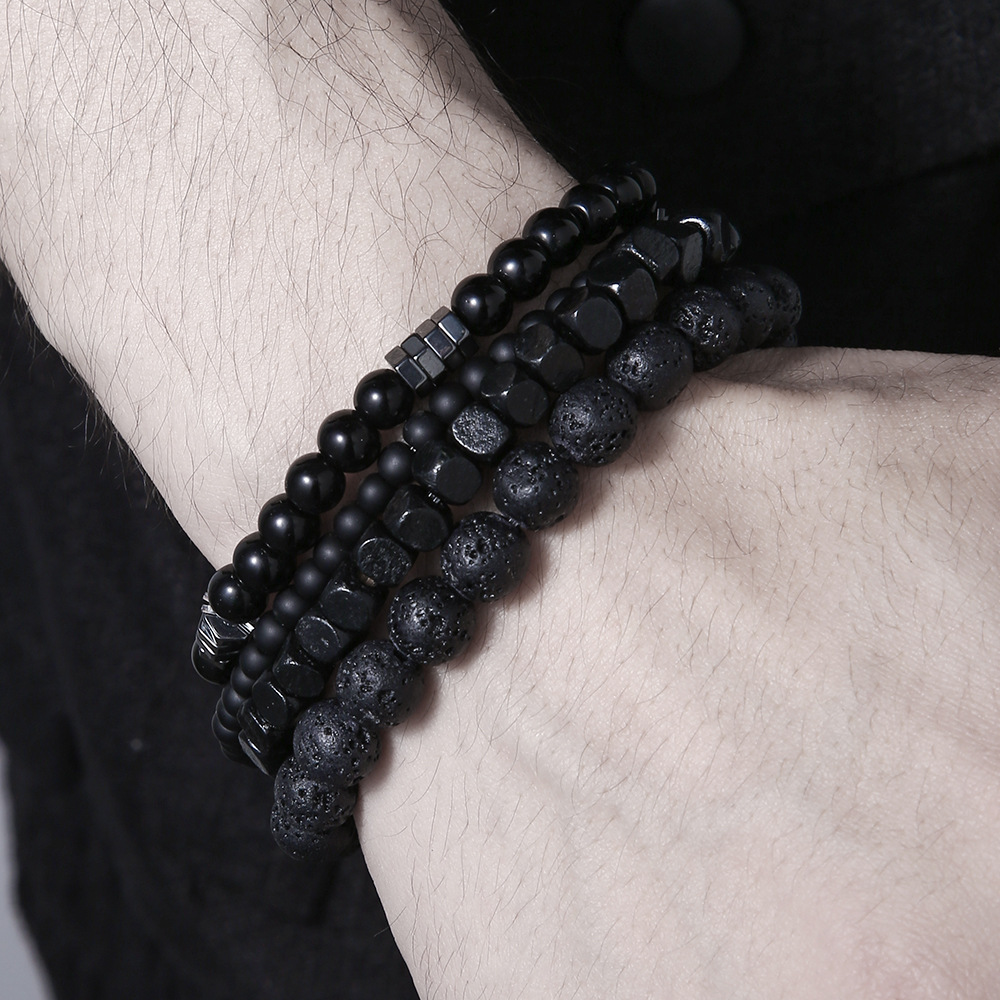 4pc pedra vulcão preto cálculo - Mens Fashion Combination avaliação e preço