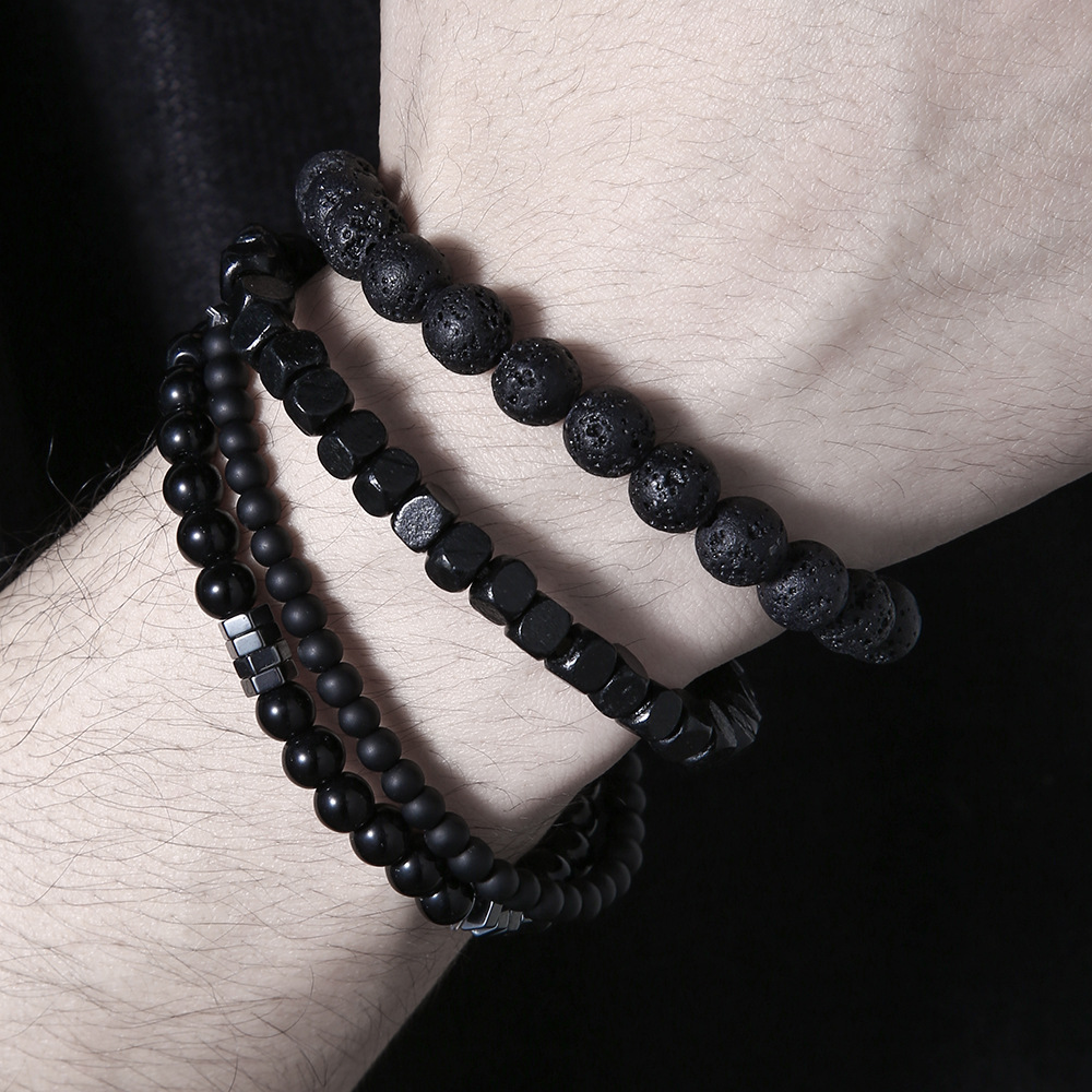 4pc pedra vulcão preto cálculo - Mens Fashion Combination avaliação e preço
