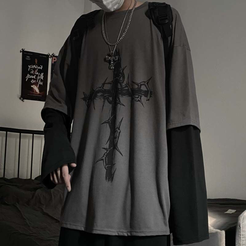 Grunge roupas femininas manga  - Men'S Fashion Aesthetics avaliação e preço