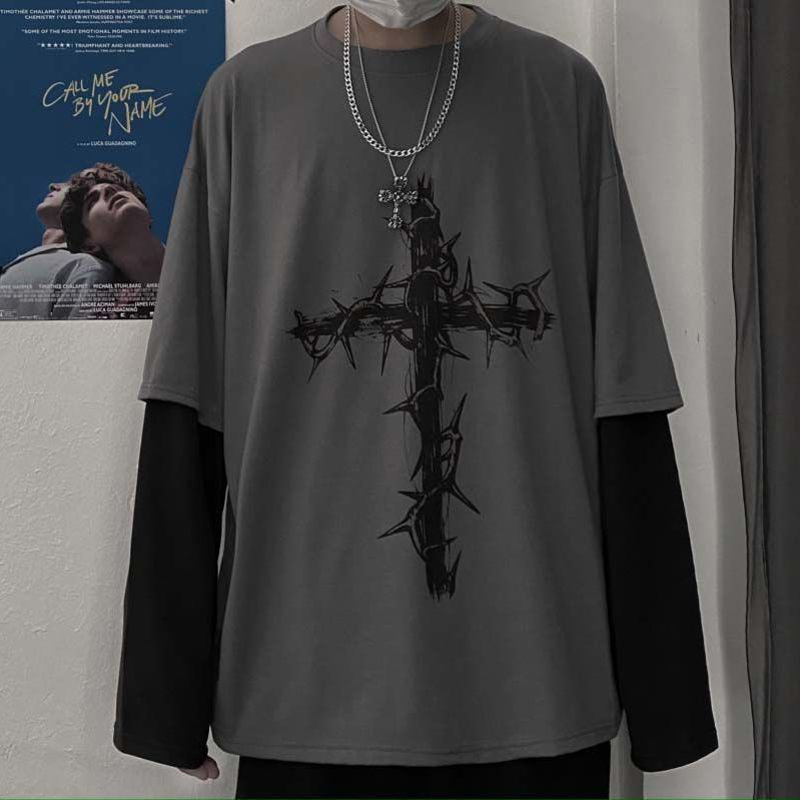 Grunge roupas femininas manga  - Men'S Fashion Aesthetics avaliação e preço