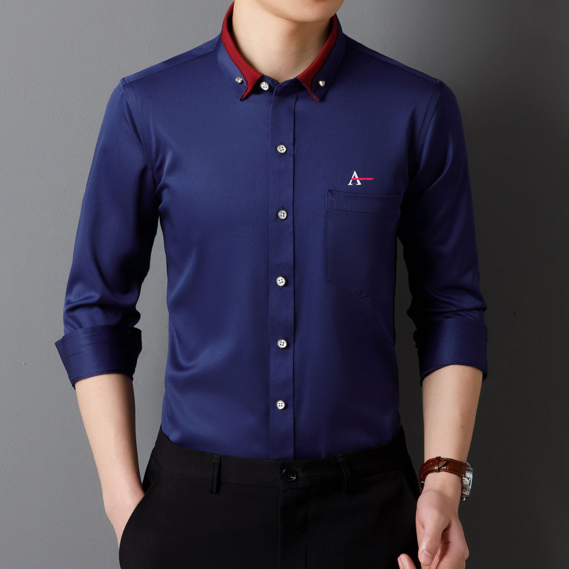2026 Men's Camisa Elastic Non- - Dress Shirt Non-Iron avaliação e preço