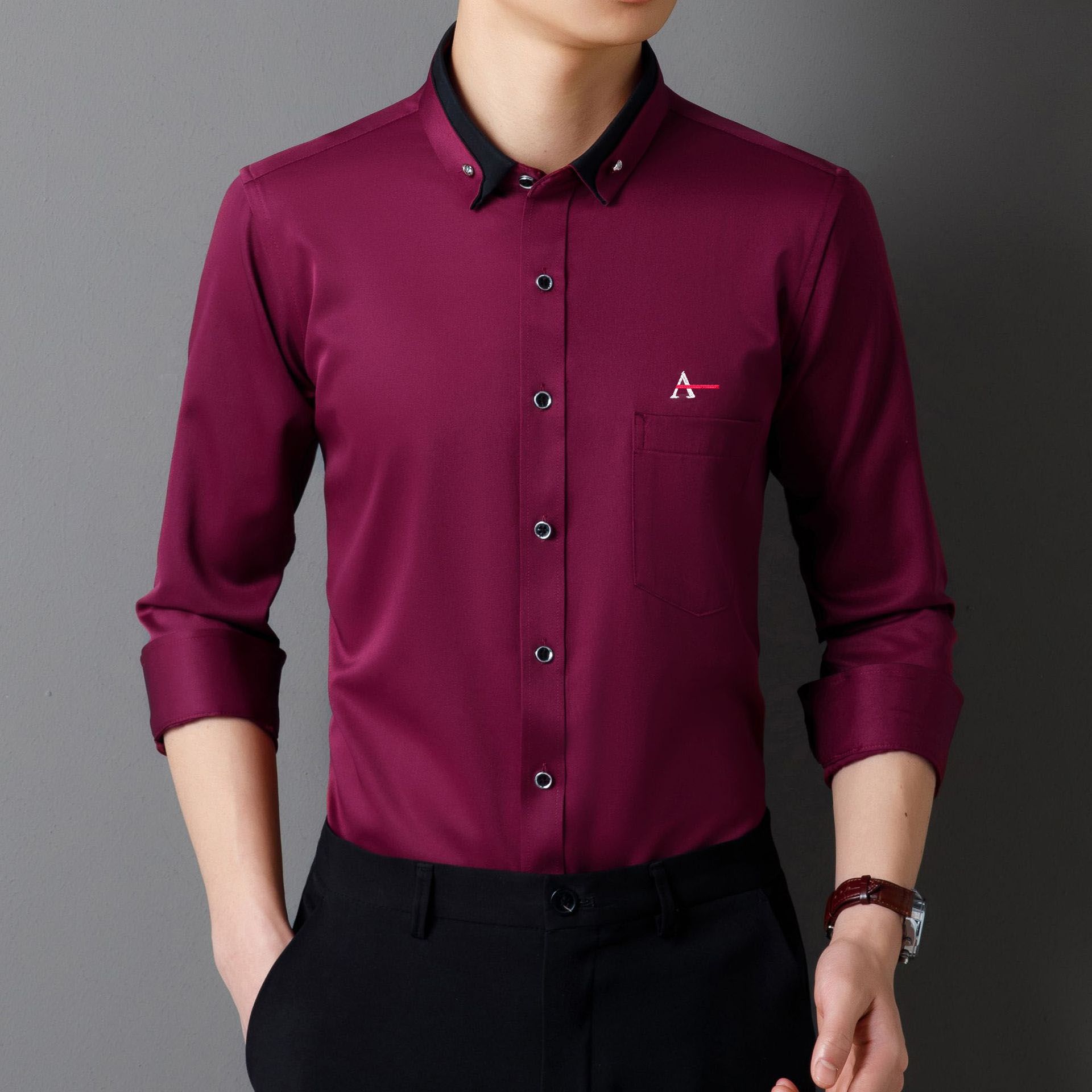 2026 Men's Camisa Elastic Non- - Dress Shirt Non-Iron avaliação e preço