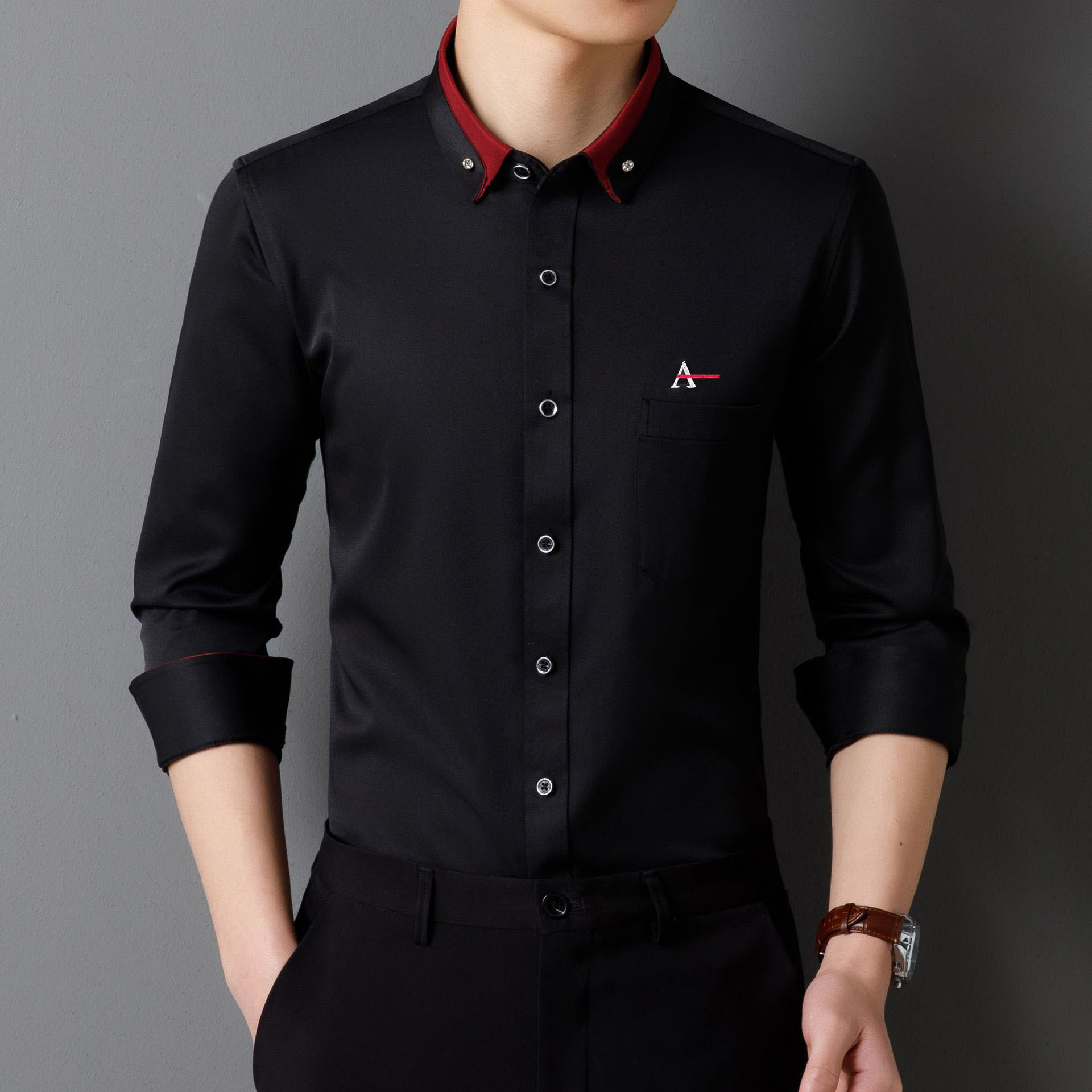 2026 Men's Camisa Elastic Non- - Dress Shirt Non-Iron avaliação e preço