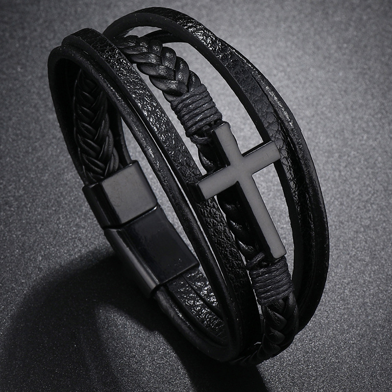 Pulseira cruzada de couro masc - Mens Fashion Combination avaliação e preço