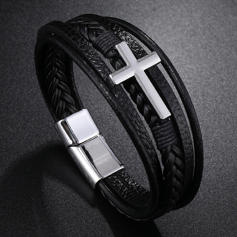 Pulseira cruzada de couro masc - Mens Fashion Combination avaliação e preço