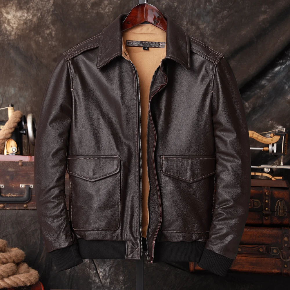 Jaqueta de Couro Genuíno Mascu - Bomber Jacket Men avaliação e preço
