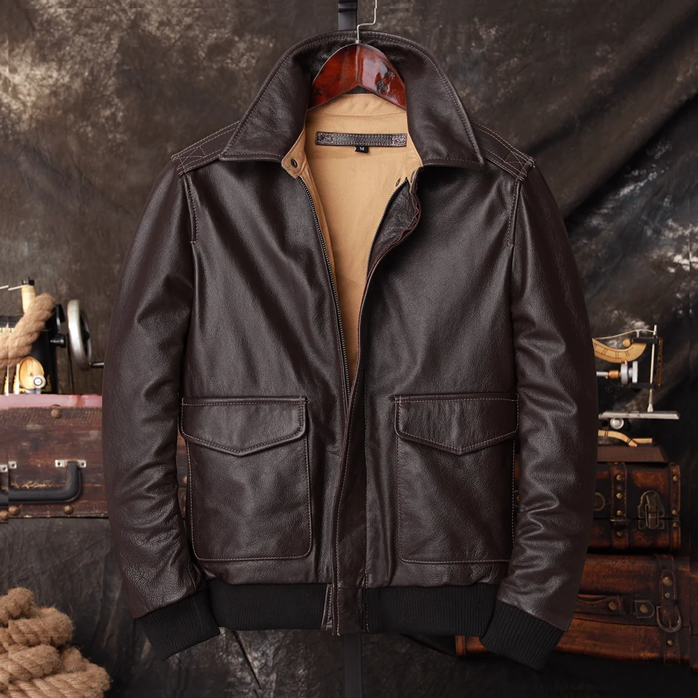 Jaqueta de Couro Genuíno Mascu - Bomber Jacket Men avaliação e preço