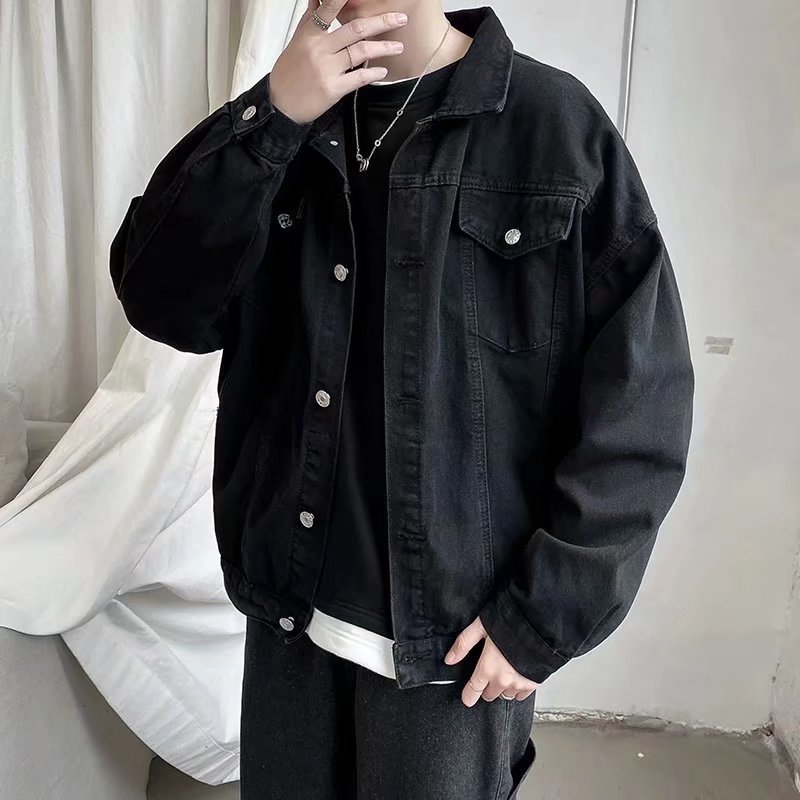 Jaqueta curta jeans preta masc - Bomber Jacket Men avaliação e preço