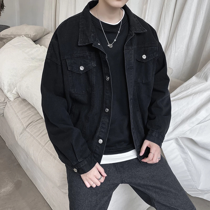 Jaqueta curta jeans preta masc - Bomber Jacket Men avaliação e preço