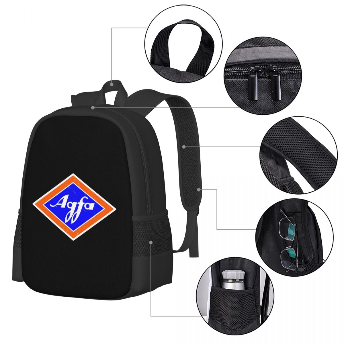 Mochila escolar retrô com logo - Men'S Fashion 1960S avaliação e preço