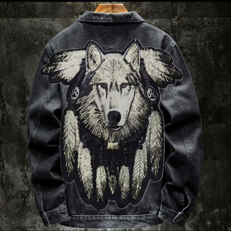 América vintage lobo pesado bo - Mens Fashion Denim Jacket avaliação e preço